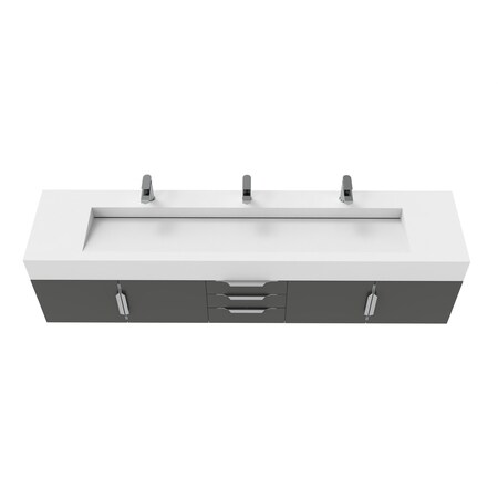 Castello Usa Nile 84-inch Black Vanity Set with White Top and Chrome Handles CB-MC-84BLK-CHR-2053-WH